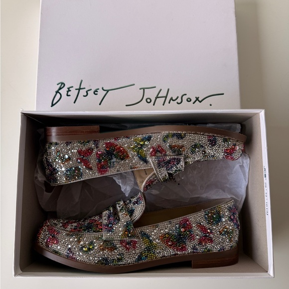 Betsey Johnson Silver Multicolor Crystal Embellished Loafers - Picture 8 of 9